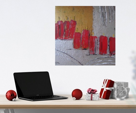 Image 1 of Kerst schilderij kaarsen