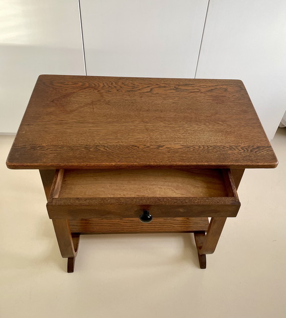 Image 1 of Art Deco bijzettafel eikenhout - Jaren 30 - Amsterdamse School 