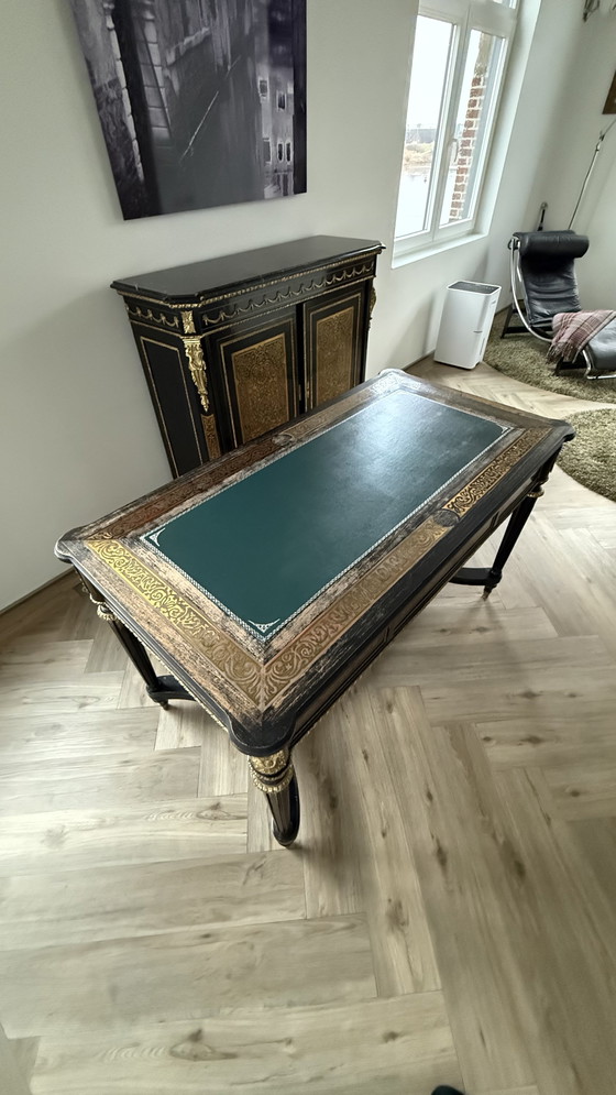 Image 1 of Boule style desk and cabinet