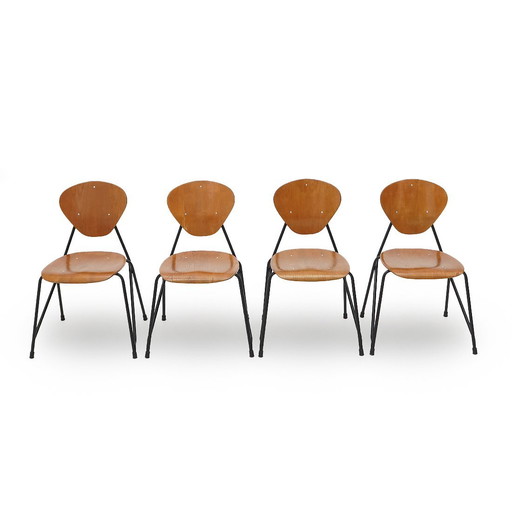 4 chaises par Aurelio Villari pour Isa Bergamo, années 1950