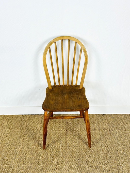 Chaise Windsor vintage en chêne et orme, 1960