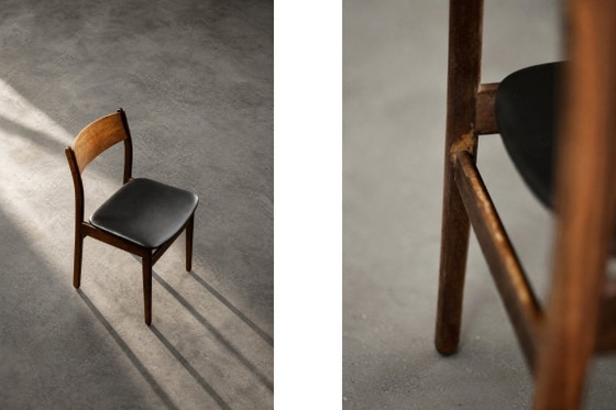 Image 1 of Sedie da pranzo scandinave in stile Mid-Century Modern, in teak e vinile, anni '60, set da 4