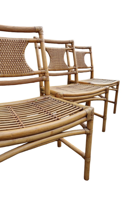 Image 1 of 6 sedie da pranzo in bambù