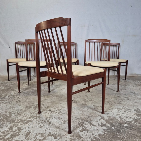 Image 1 of 6 sedie da pranzo danesi vintage degli anni '60 in palissandro, skai