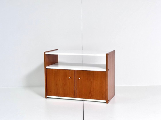 Mobile audio vintage con scomparto per vinili e ripiani, Armadi contenitori, Legno, Marrone (foto 5 di 12)