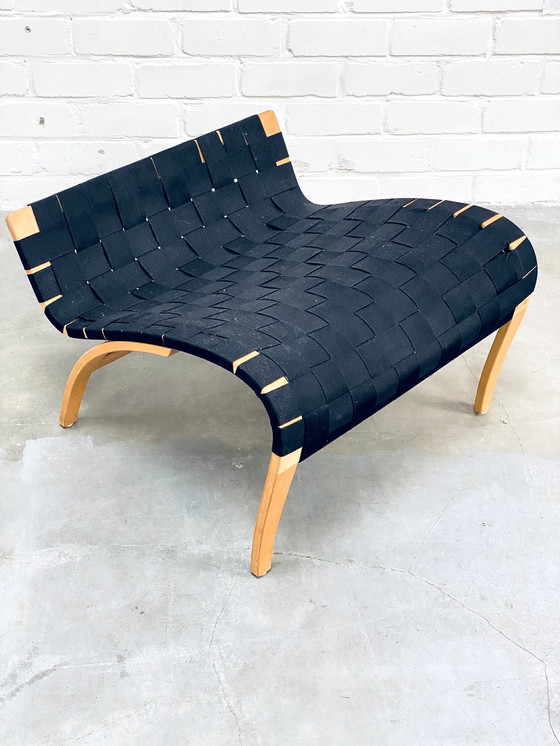 Image 1 of Bruno Mathsson | Set Of Vintage Lounge Chair With Ottoman | Pernilla Series | Black Canvas