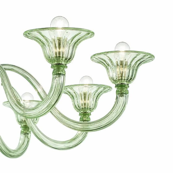 Image 1 of Lámpara de araña italiana contemporánea de cristal de Murano con detalles de Rigadin.