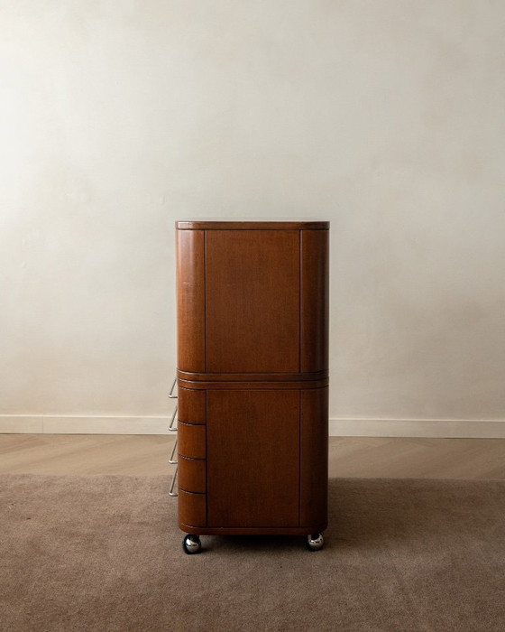 Meuble Art Déco italien en bois avec détails chromés, années 1930 – Armoires de rangement, Wood (photo 4 of 17)