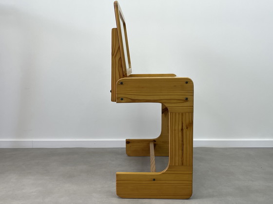 Image 1 of Brutalist Pine Dressing Table Sculptural Design 1970s