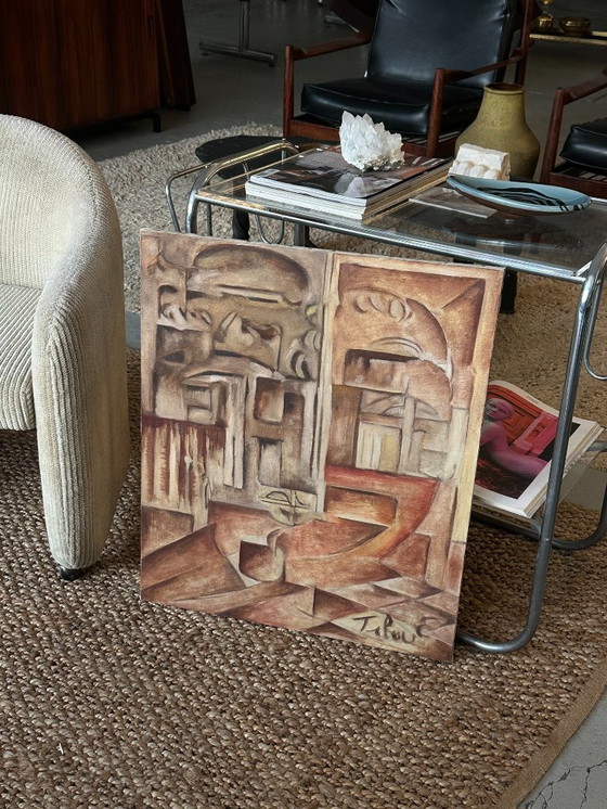 Image 1 of Abstracción cubista de Erik Tibau, Bélgica, años 70