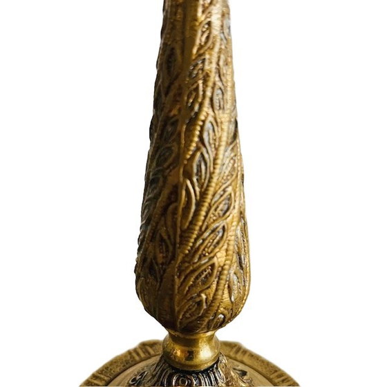 Image 1 of Antiker Jugendstil-Lampenfuß aus Messing mit Akanthusmuster, 1910er Jahre