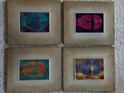 Set of 4 paintings of Armando Villagran