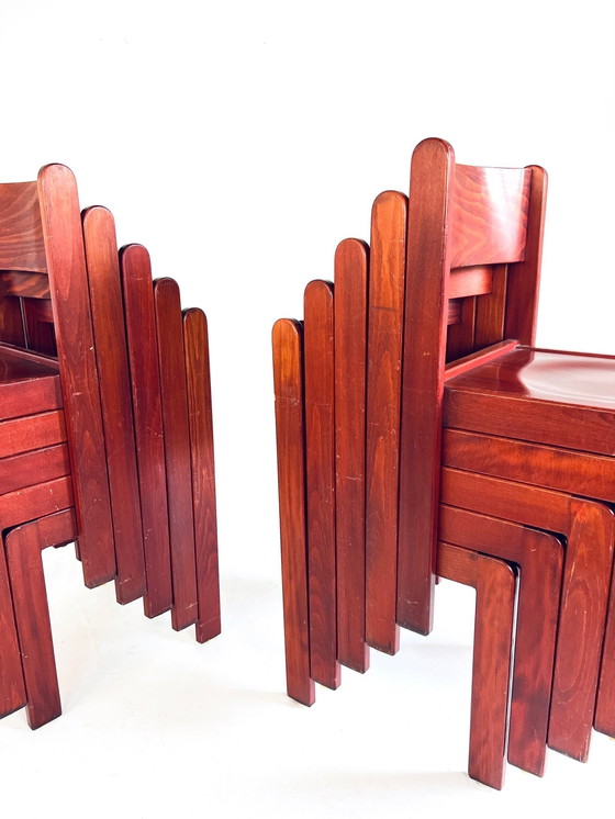 Image 1 of 10x Vintage Plywood Stapelstoel ‘60