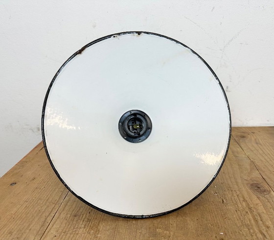 Image 1 of Industrial Petrol Enamel Military Pendant Lamp with Cast Aluminium Top, 1960s