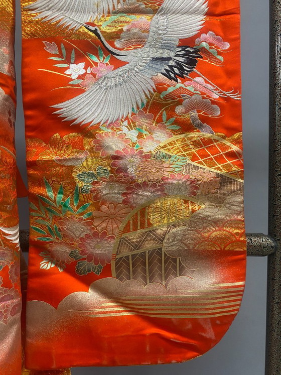 Original Japanese wedding kimono, Wall decoration, Silk, Multi Color (photo 6 of 8)