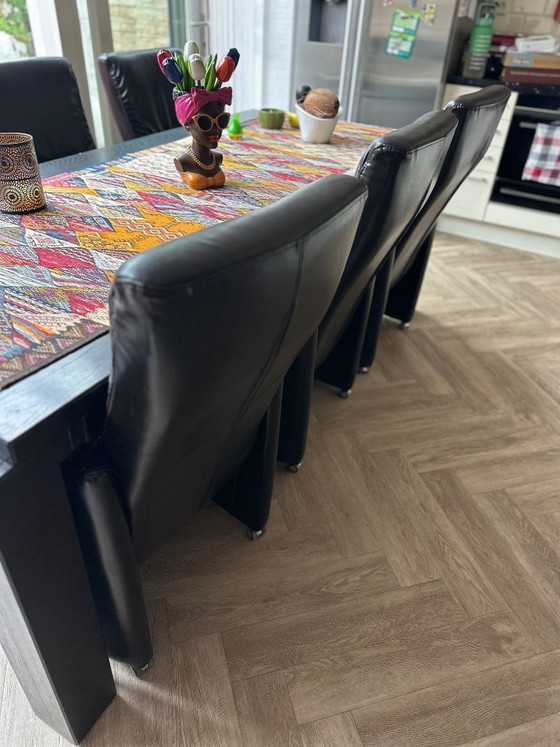 Image 1 of 6x Goossens Rocco echt lederen stoelen met relaxfunctie