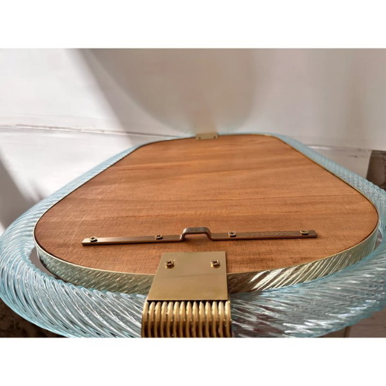 Image 1 of Élégant miroir vénitien bleu azur en verre de Murano, style Torciglione Torchon – Inspiré de Barovier