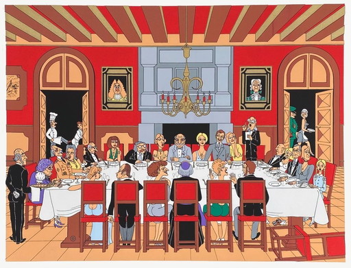 Serigrafia Alfred REYNAUD Repas de noce 1994