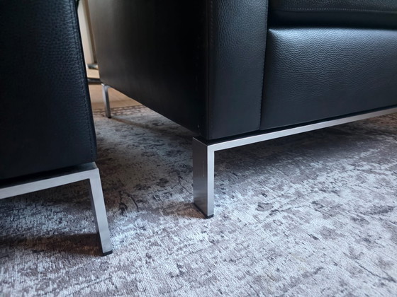 Image 1 of Walter Knoll Foster set – sofa + 2 Foster 500 armchairs – black leather – top condition