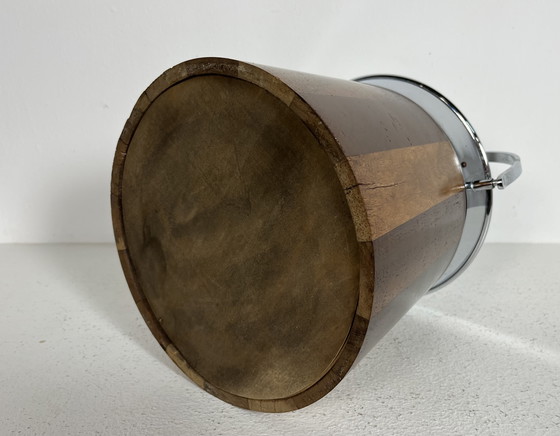 Image 1 of Seau à glace vintage, années 50-60, en bois et chrome.