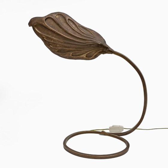 Image 1 of Tommaso Barbi Mid-century Modern Brass Leaf Table Lamp by Bottega Gadda, 1960s