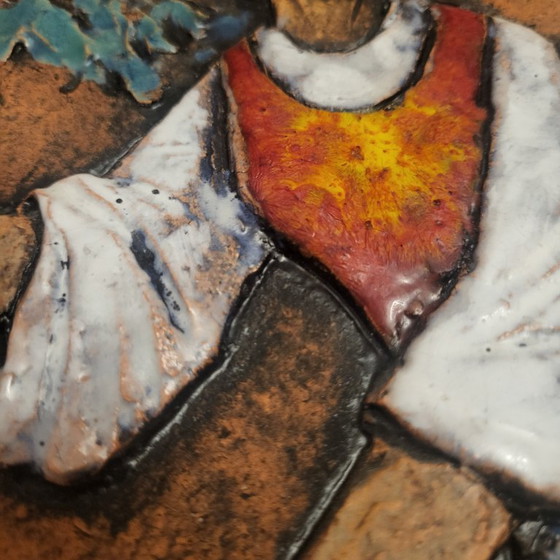 Image 1 of Large Majolika glazed ceramic frame from Karlsruhe, the Bohemian