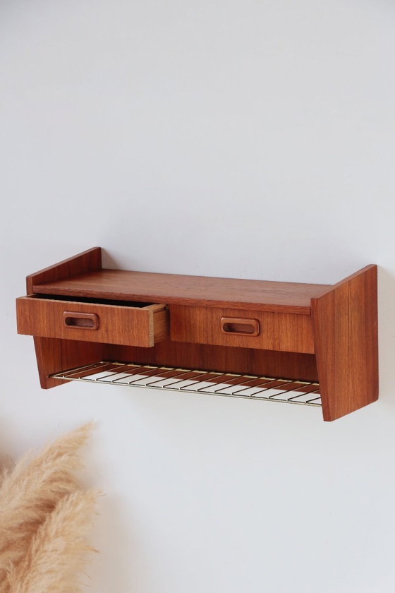 Image 1 of Vintage Swedish teak wall console – 1950s design
