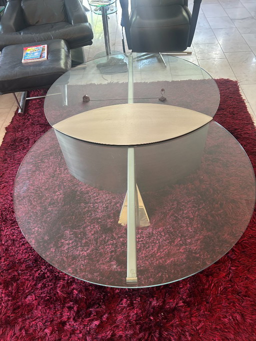 Prachtige "Lunario" Salontafel Van RVS En Glas – eettafels