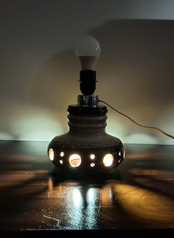 Image 1 of Herda Fat lava keramische tafellamp met originele kap 