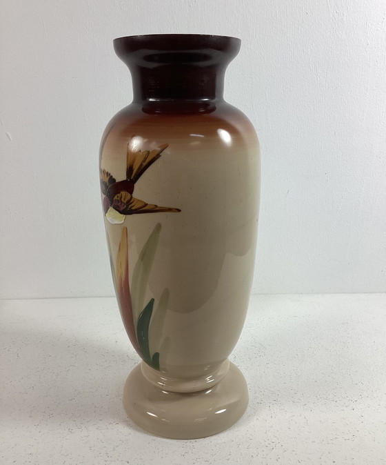 Image 1 of Art nouveau glaze opaline handbeschilderde vaas