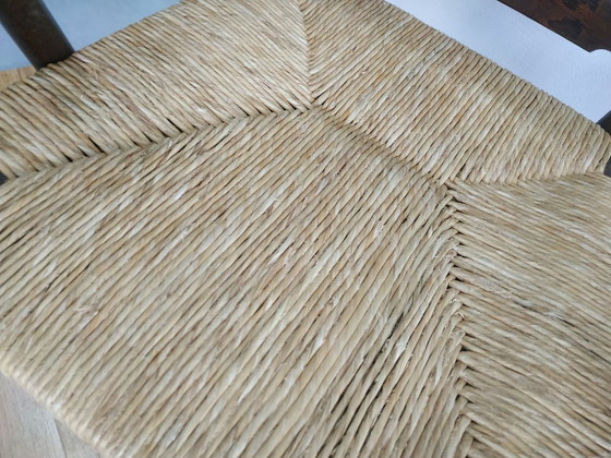 Image 1 of Poltrona da camino in legno vintage con seduta in vimini