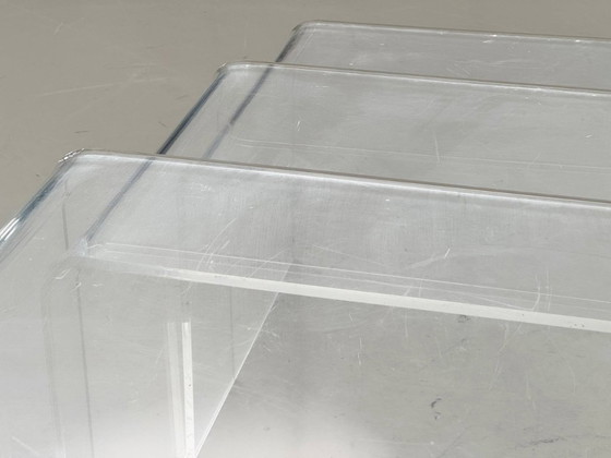 Image 1 of Space Age 3er Set Plexiglas Satztische / Beistelltische, 1970er Jahre 