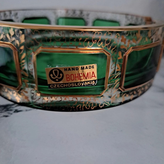 Bohemia Crystal Ashtray Emerald Green with Real Gold Czechoslovakia 60s/70s – Decorative Objects (photo 10 of 11)