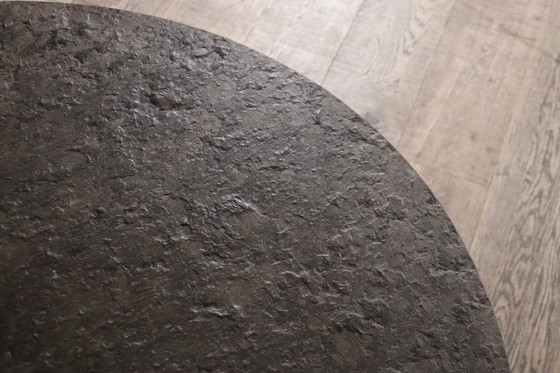 Image 1 of Tavolino da caffè di Peter Draenert Studios in pietra fossile e rovere, Germania, anni '70