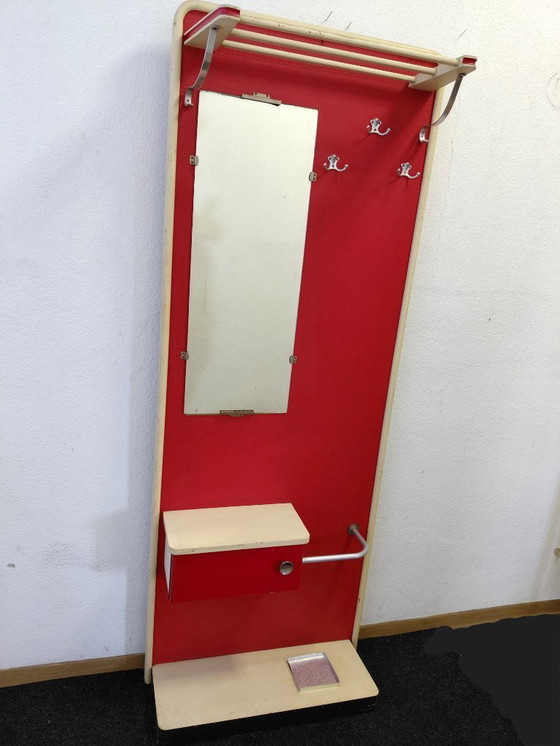 Image 1 of Fifties wall wardrobe in red with ivory white