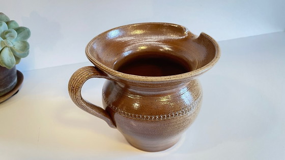 Image 1 of Vintage Glazed Stoneware Pitcher/Vase