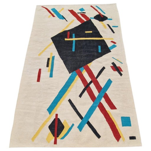 Tapiz tejido a mano de composición cubista de Nina Kogan, 1942 | Pieza única | 167 × 256 cm (66 × 101 (photo 2 of 9)