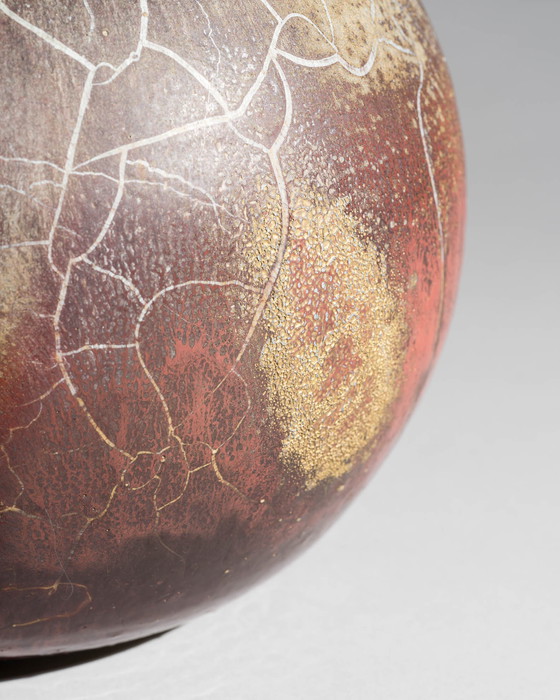 Image 1 of Mario Enke Stoneware Vase 89' Copper-Red Reduction Glaze H22cm D26cm Art Ceramic