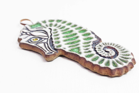 Image 1 of Glazed terracotta seahorse by Victoria Littlejohn 1970