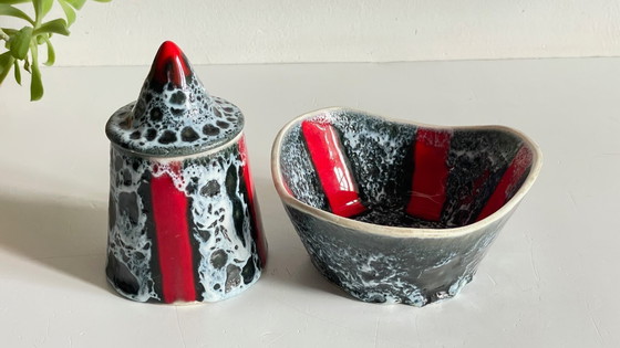 Image 1 of Vintage LUC VALLAURIS keramische sieradendoosjes