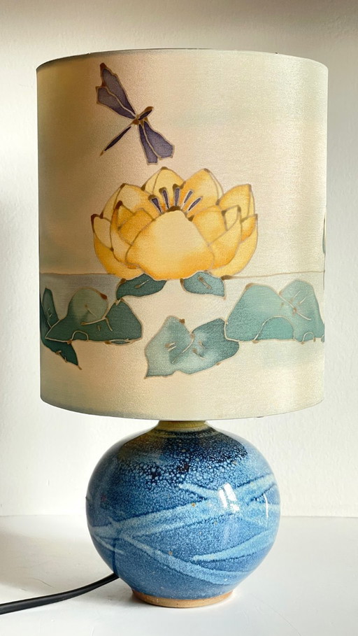 Vintage silk and ceramic ball lamp