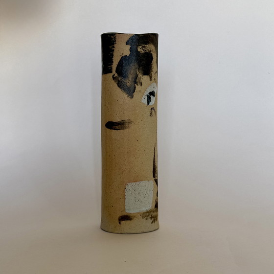 Image 1 of Jarrón rodillo de gres pintado en los años 90