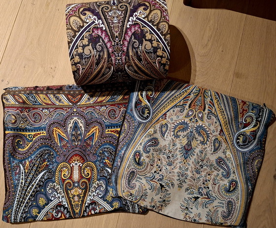 Image 1 of Handmade cushion covers (2x) & 2-in-1 lampshade for table lamp or pendant lamp – Paisley wool – V. Fraas fabric