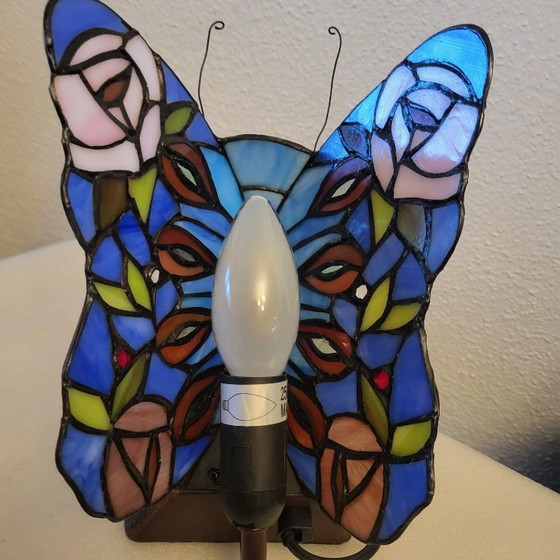 Vlinder glas-in-lood blauw en veelkleurige tafellamp, Tafellampen, Anders, Modern (foto 5 van 9)