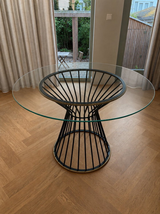 Image 1 of West Elm - Hourglass dining table + 2 orb chairs