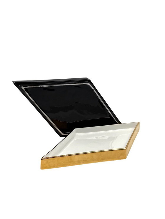 Image 1 of Ferdinando Loffredo, goldene Keramikdose, Ceramiche del Ferlaro, Italien 1970er Jahre