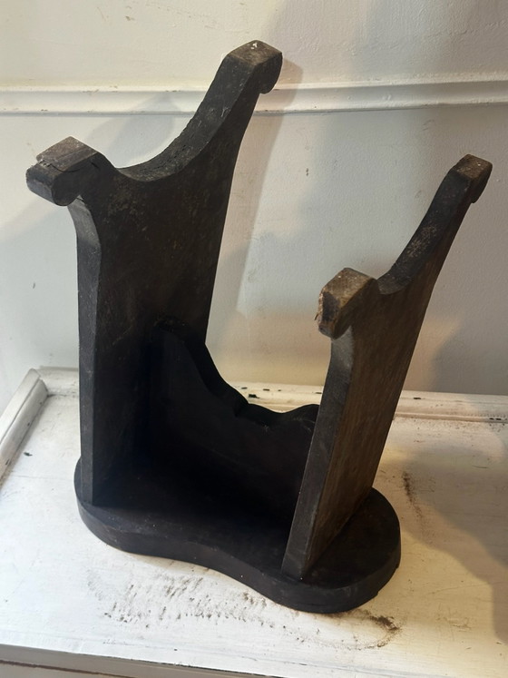 Old wooden shoeblack's footrest, late 19th early 20th century, Decorative Objects, Brown (photo 7 of 14)