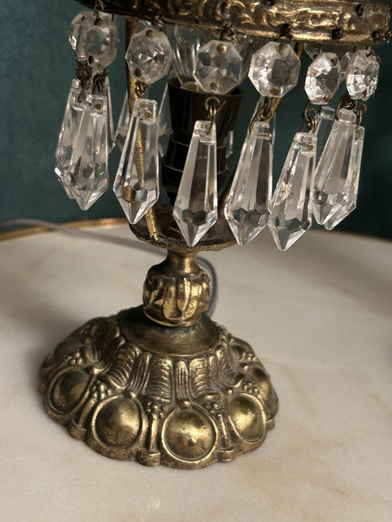 Image 1 of 2 Pieces Vintage Crystal Pocket Chandeliers Table Lamps