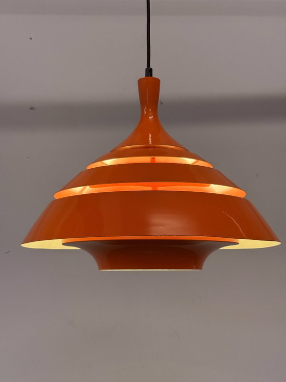 Schnieder Leuchten Pendant lamp – Orange – 70s – Metal (photo 3 of 12)