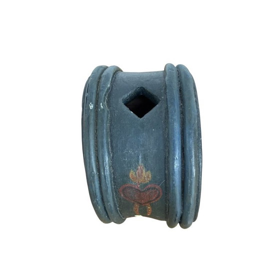 Image 1 of Cantimplora de madera escandinava antigua – cantimplora de arte popular pintada a mano